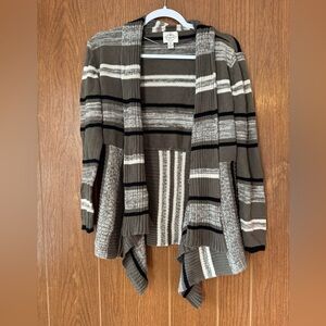 St. John's Bay Olive and Black Striped Cardigan